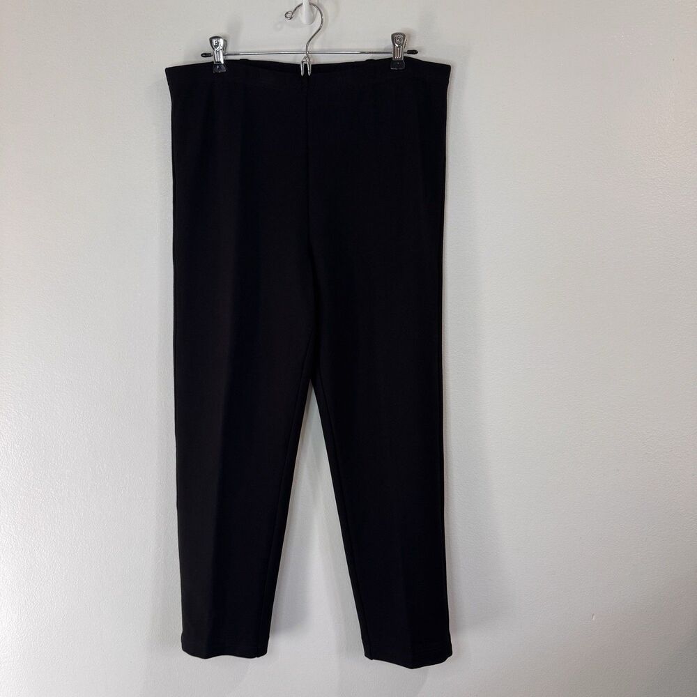 Lynn Ritchie Silver Pants L Black Pull On Comfort Tapered Soft Stretch Pleated